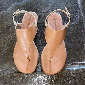 Aerosoles brown and gold sandals.